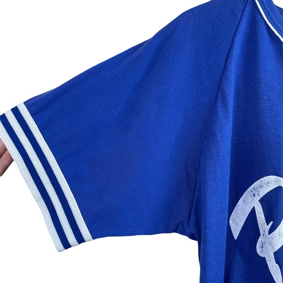 Vintage 70s Poor Boys Dodger Sportswear Blue & White Jersey Style TShirt Size XL - Picture 3 of 8
